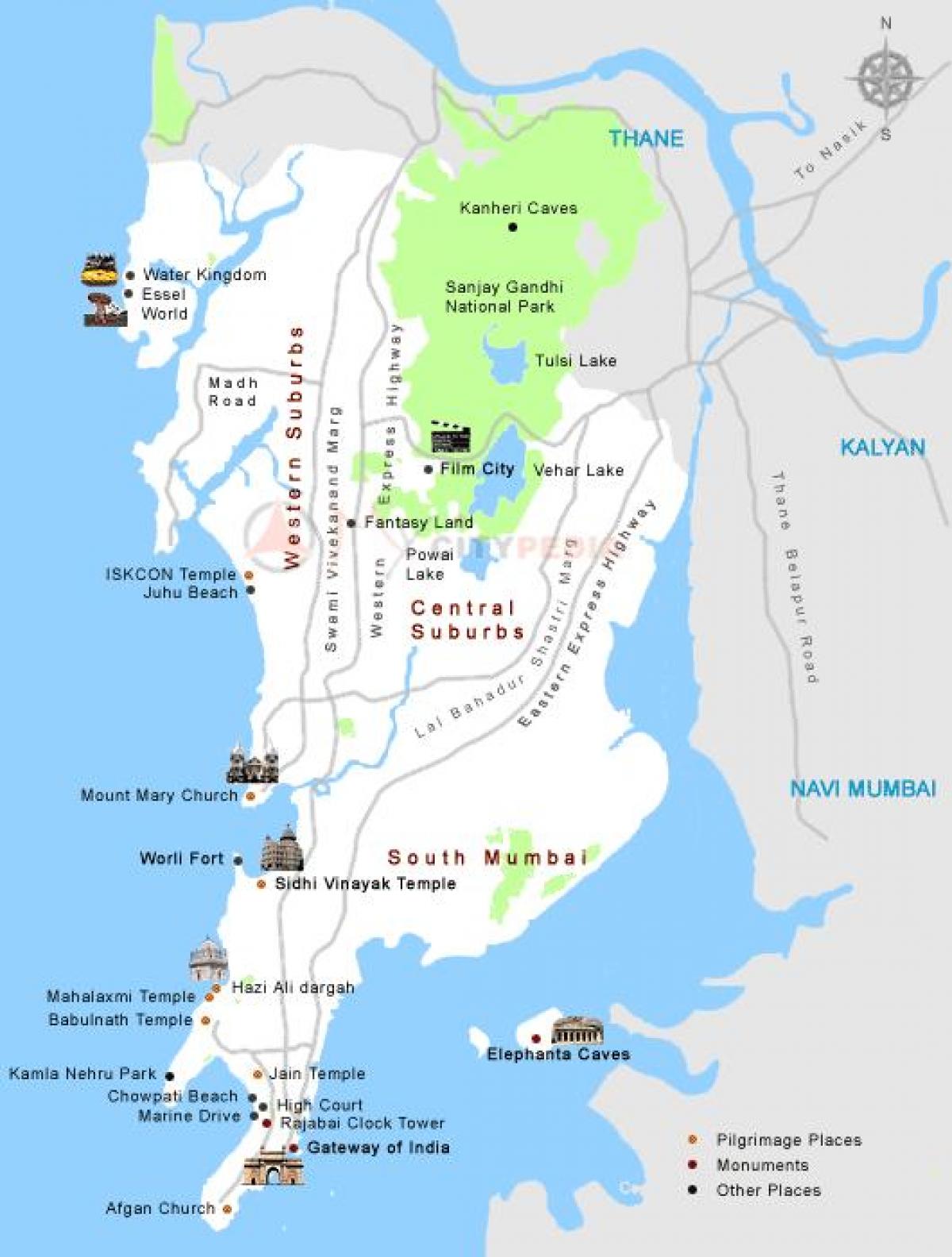 karta Mumbai turističkih mjesta