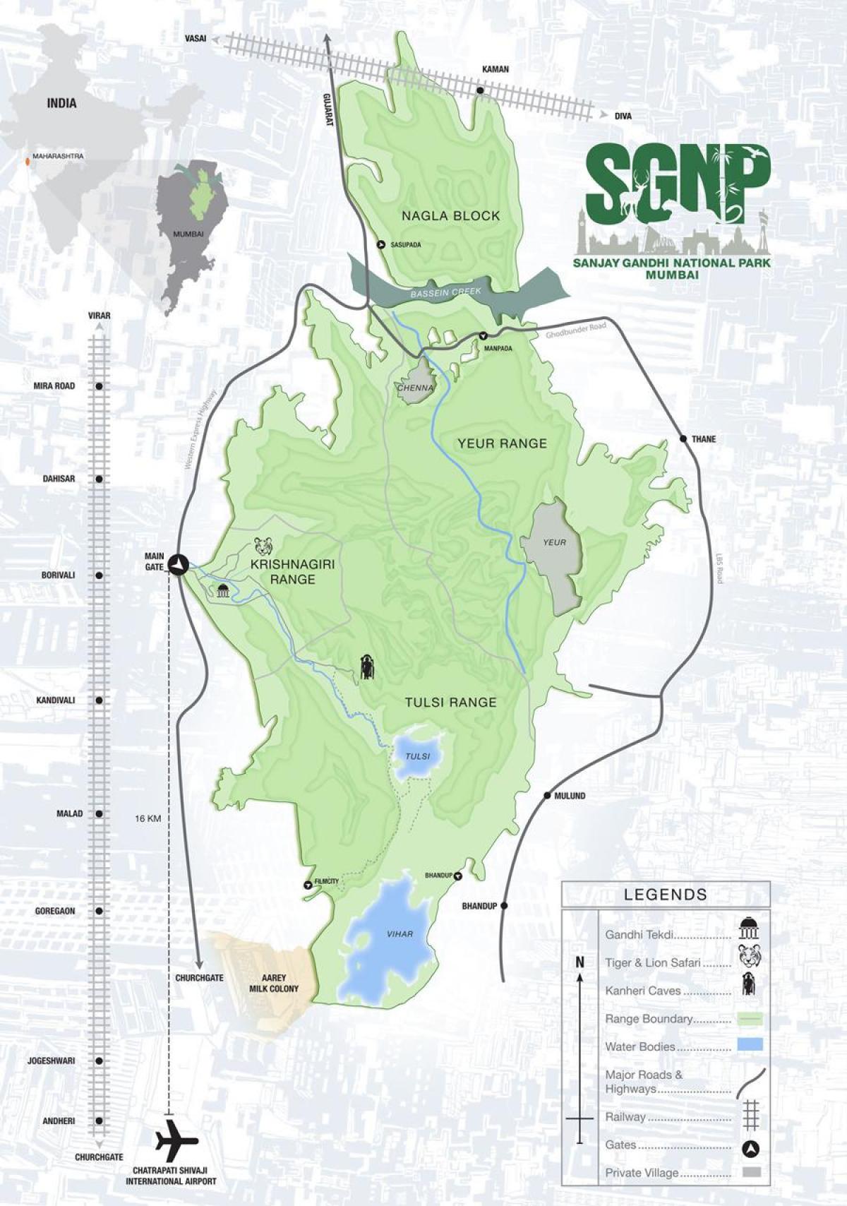 karta nacionalni park Sanjay Gandhi